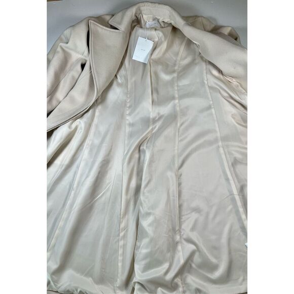 NWT Oak + Fort Wool Blend Lined Long Single Breast Ivory Car Lady Coat Size XS - Picture 5 of 13